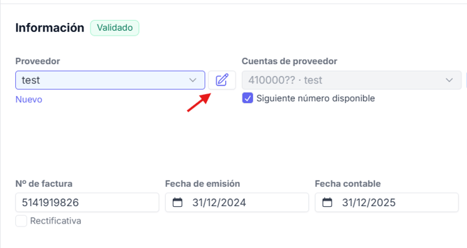 Editar proveedor